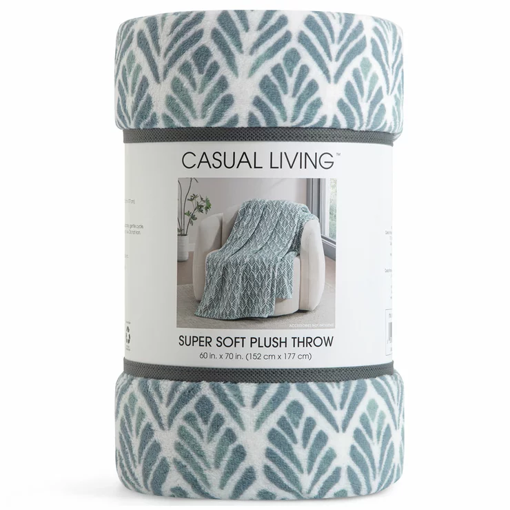 Super Soft Slate Plush Throw Blanket 152 x 177cm Casual Living Cozy Warm Throw