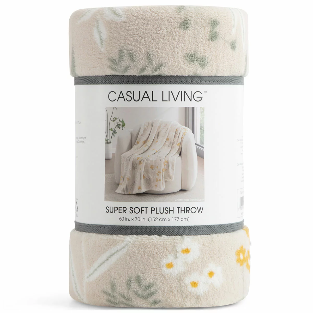 Luxury Plush Throw Blanket 152x177cm Casual Living Soft Warm Floral Design Throw