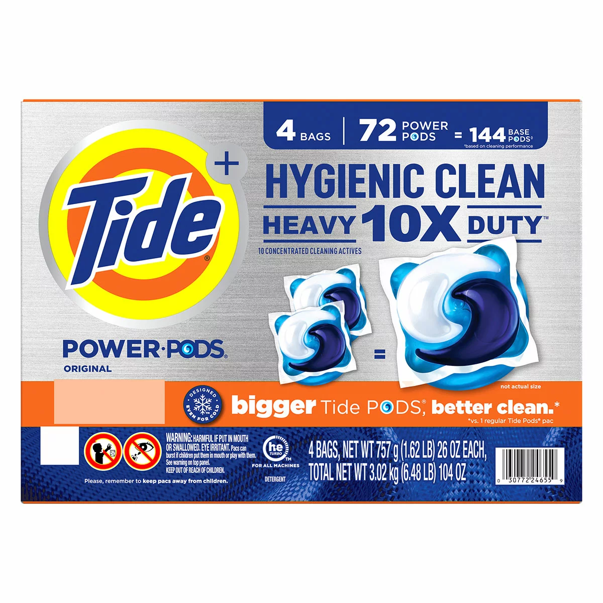 Tide Ultra Oxi Odor Eliminator Power Pods 72 Count Laundry Detergent