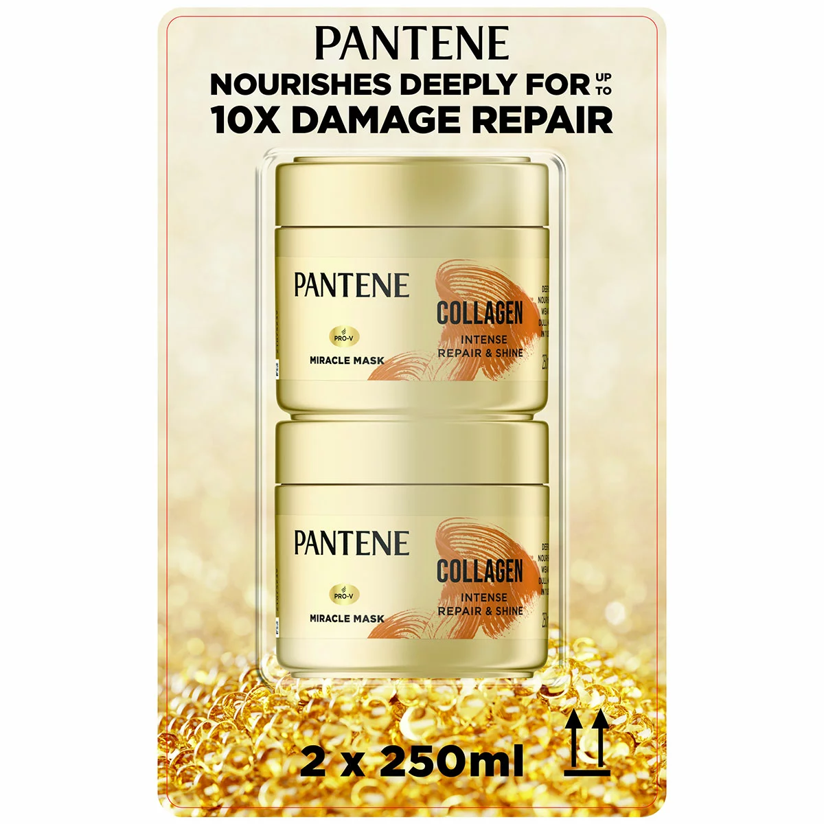 Pantene Collagen Repair & Shine Hair Mask 2 Pack Deep Nourishing Treatment
