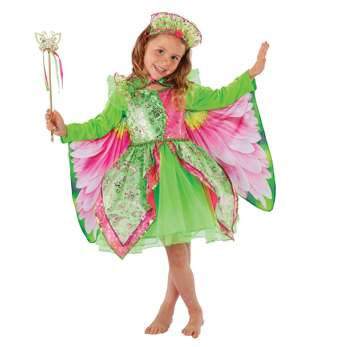 Teetot Pink Green Winged Fairy Costume Girls 3-4 Princess Factory