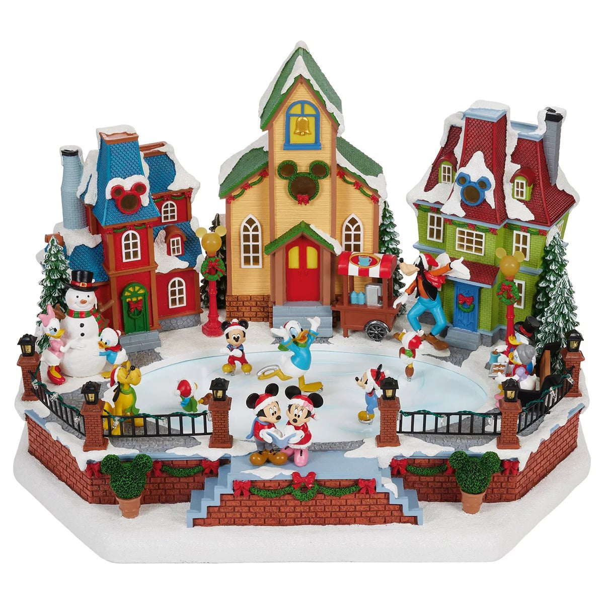 Disney Animated Christmas Ski Rink Holiday Display Decoration Light Music Timer