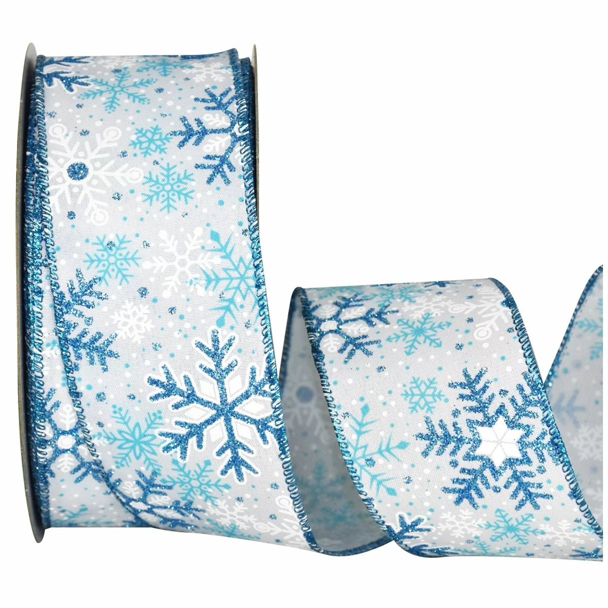45.7M Wide Snowflake Christmas Ribbon Wire Edged Gift Wrap Holiday Decor