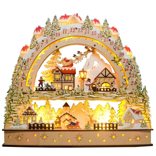 Wooden LED Advent Christmas Calendar 50cm Light Up Countdown Decor