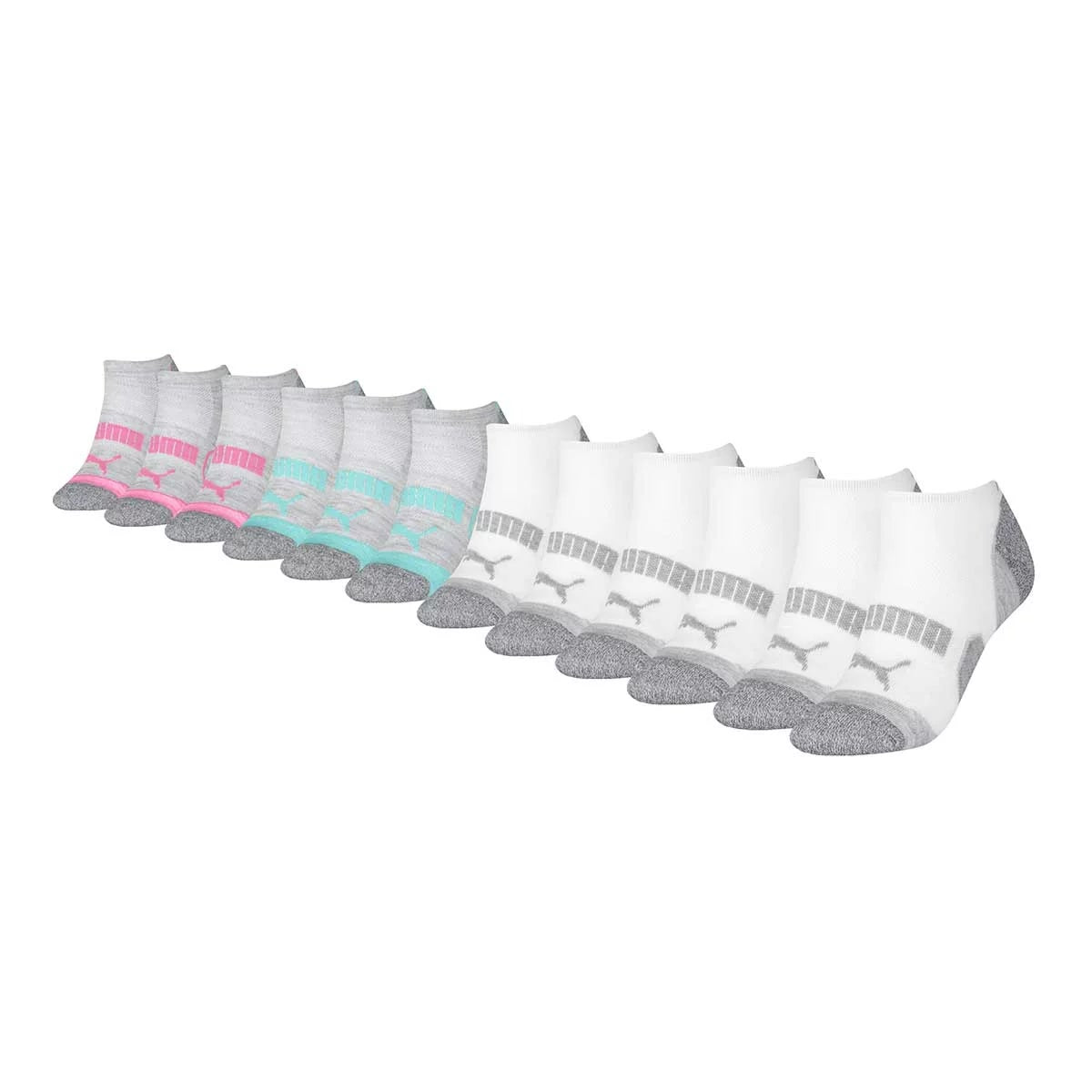 PUMA Womens No Show Socks 12 Pack Light Moisture Wicking Cushioned Size 9-11