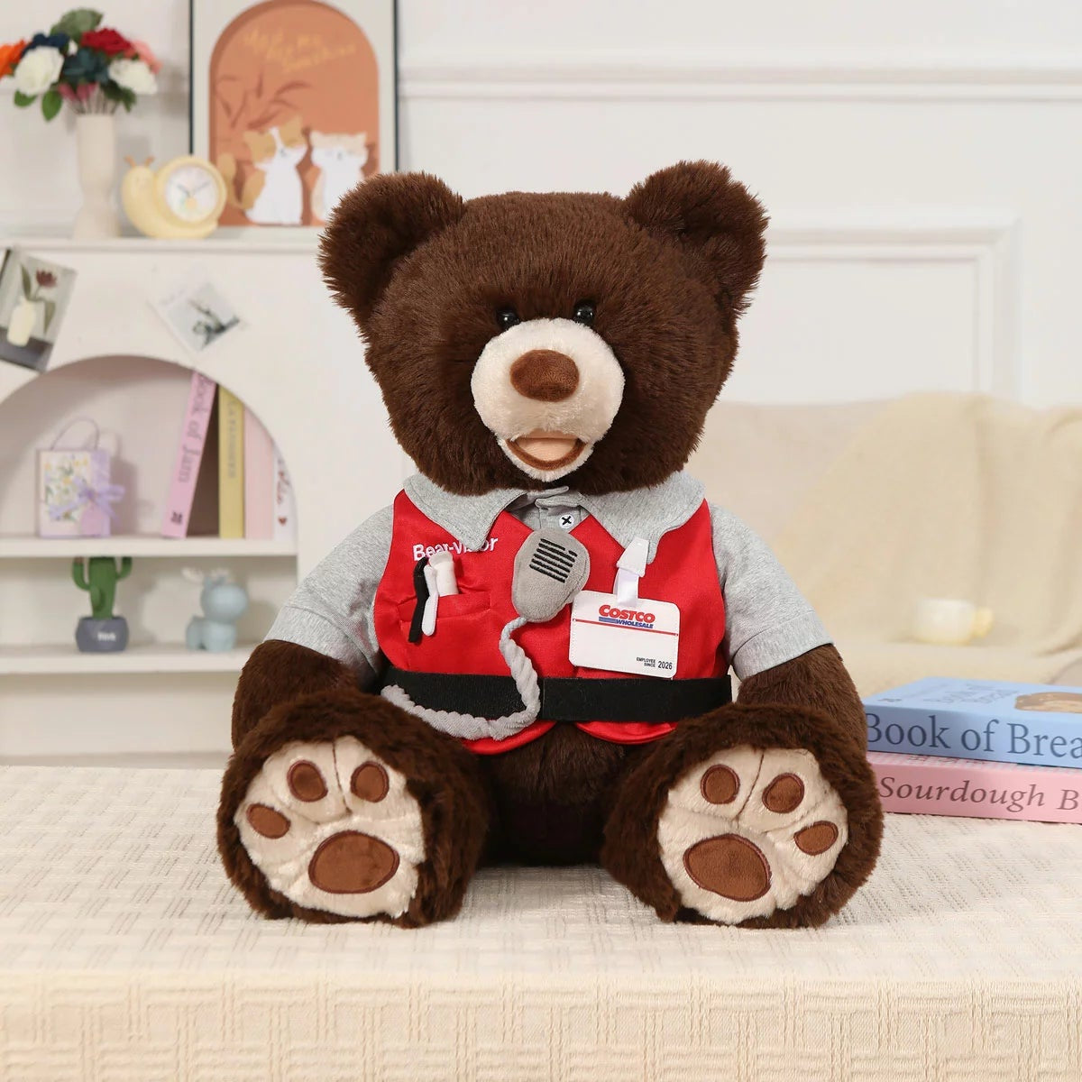 25 Inch Plush Teddy Bear Supervisor Visor Outfit Soft Cuddly Stuffed Toy 63cm