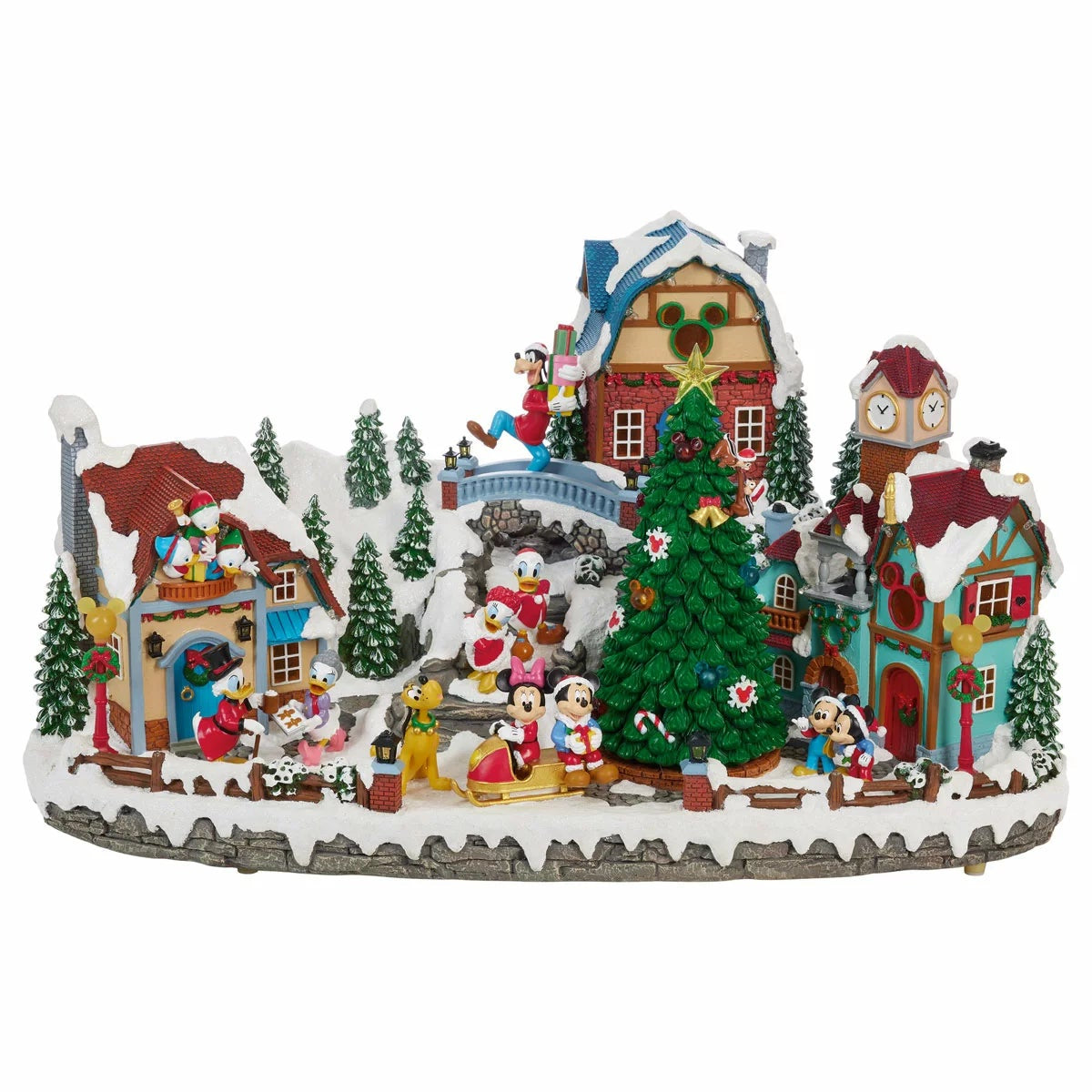 Disney Animated Christmas Holiday Decor Village With Music Lights & Timer
