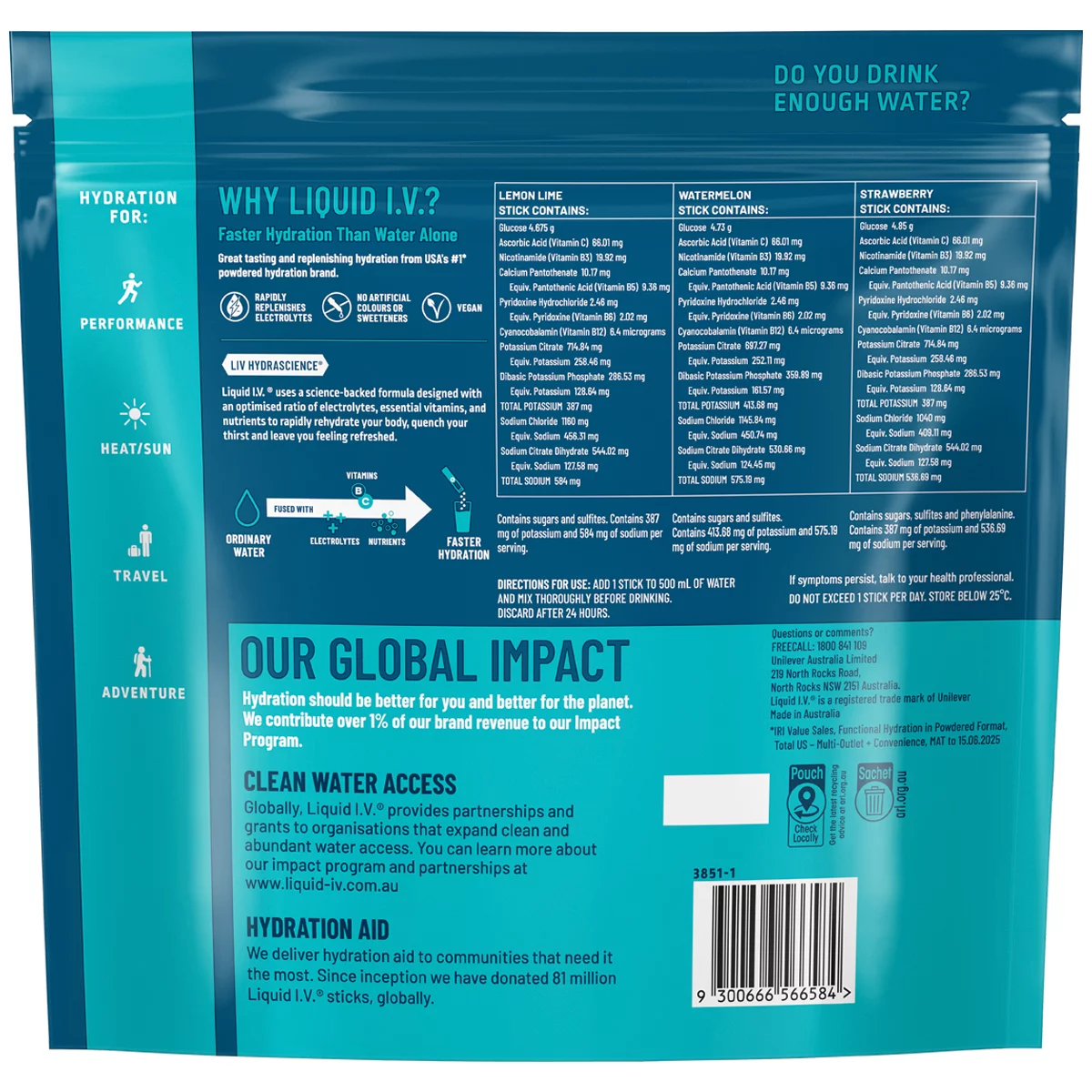 Liquid I.V. Hydration Multiplier Variety Pack 30 Sachets Electrolyte Drink