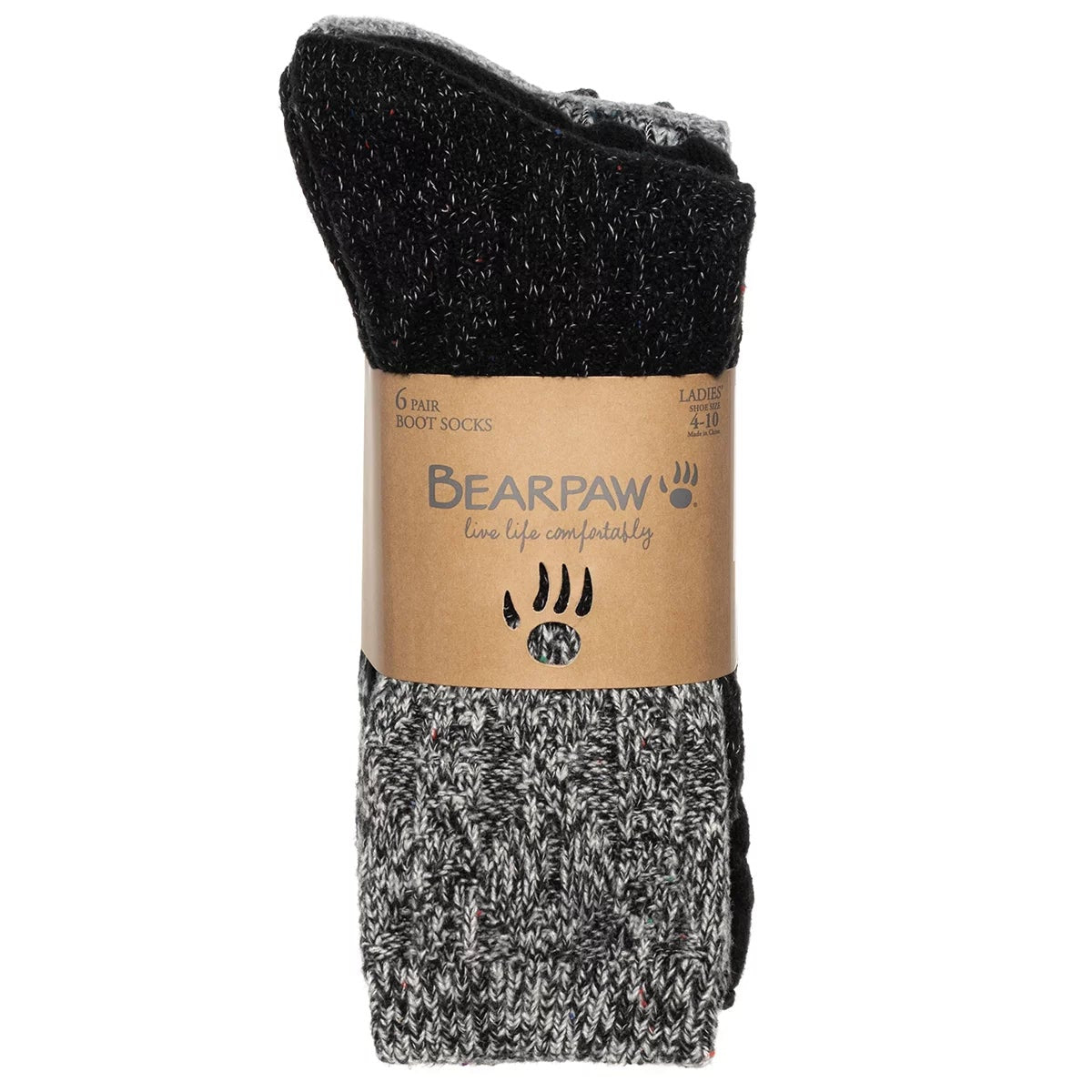 Bearpaw Womens Boot Socks 6 Pair Pack Dark Colours Cozy Everyday Winter Socks