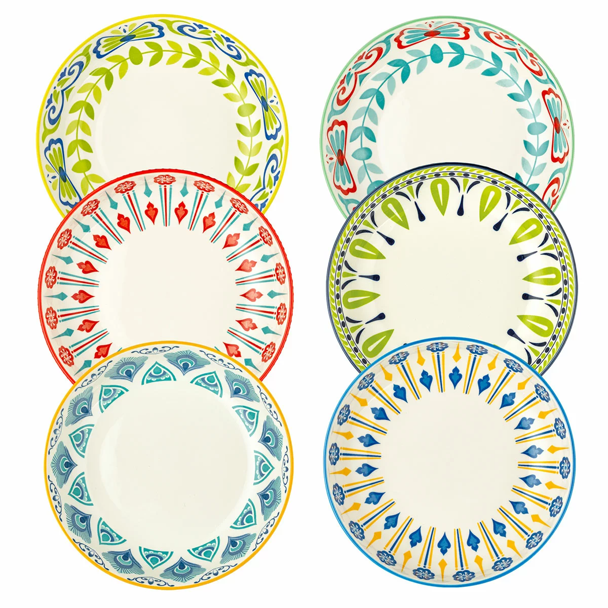 Signature Pasta Bowls 6 Piece Set Stoneware Microwave Dishwasher Safe