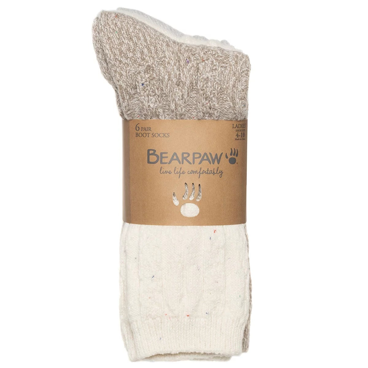 Bearpaw Womens Boot Socks 6 Pair Pack Light Colours Cozy Everyday Winter Socks