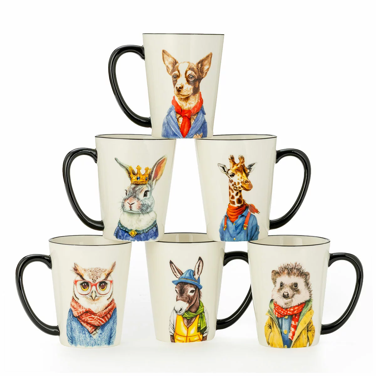 Signature Housewares Animal Mugs 6 x 503ml – 6 Piece Stoneware Coffee Mug Set