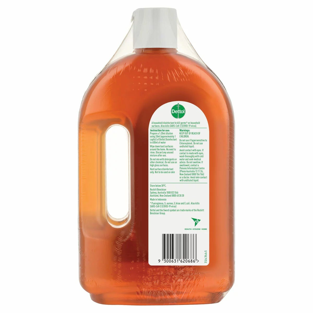 Dettol Household Grade Antibacterial Disinfectant Liquid Bottles 2 × 750mL Pack