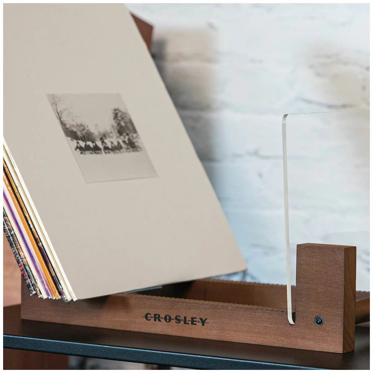 Crosley Vinyl Record Holder Display Stand Wood Acrylic CRAC1049A-NA