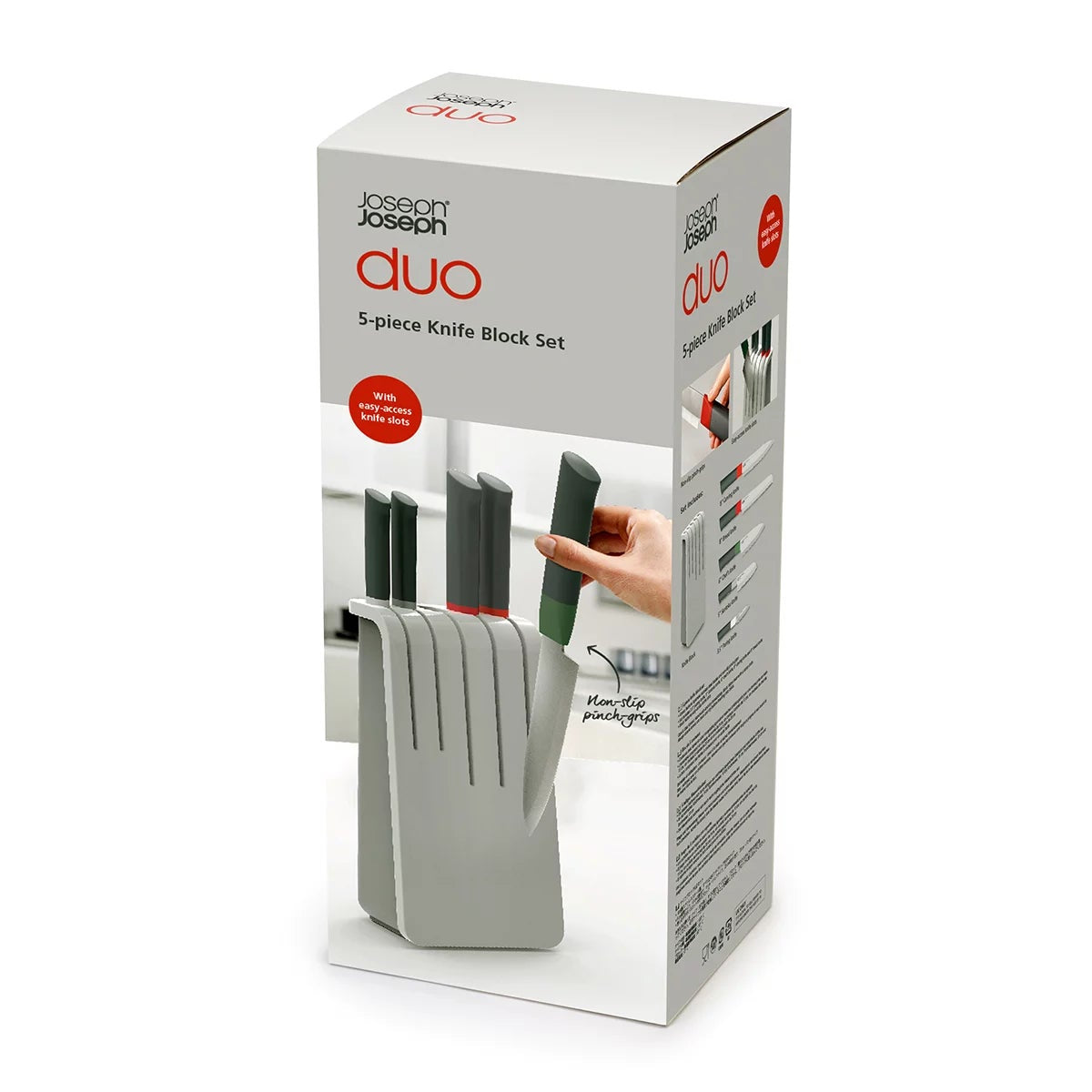 Joseph Joseph Duo 5 Piece Kitchen Knife Set Japanese Stainless Steel Block