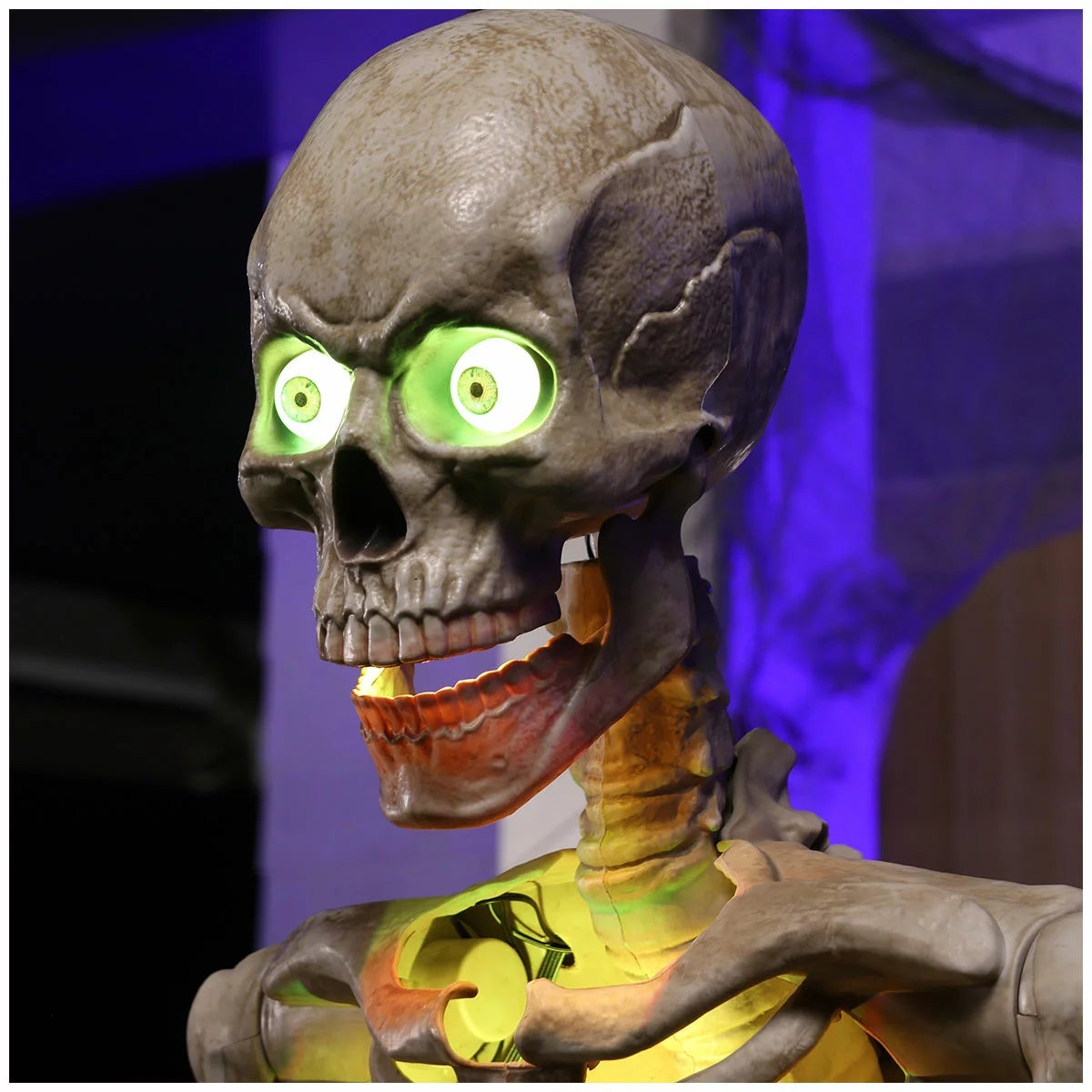 1.8M Animated Skeleton Greeter Halloween Decor Animatronic Prop Motion Sound LED
