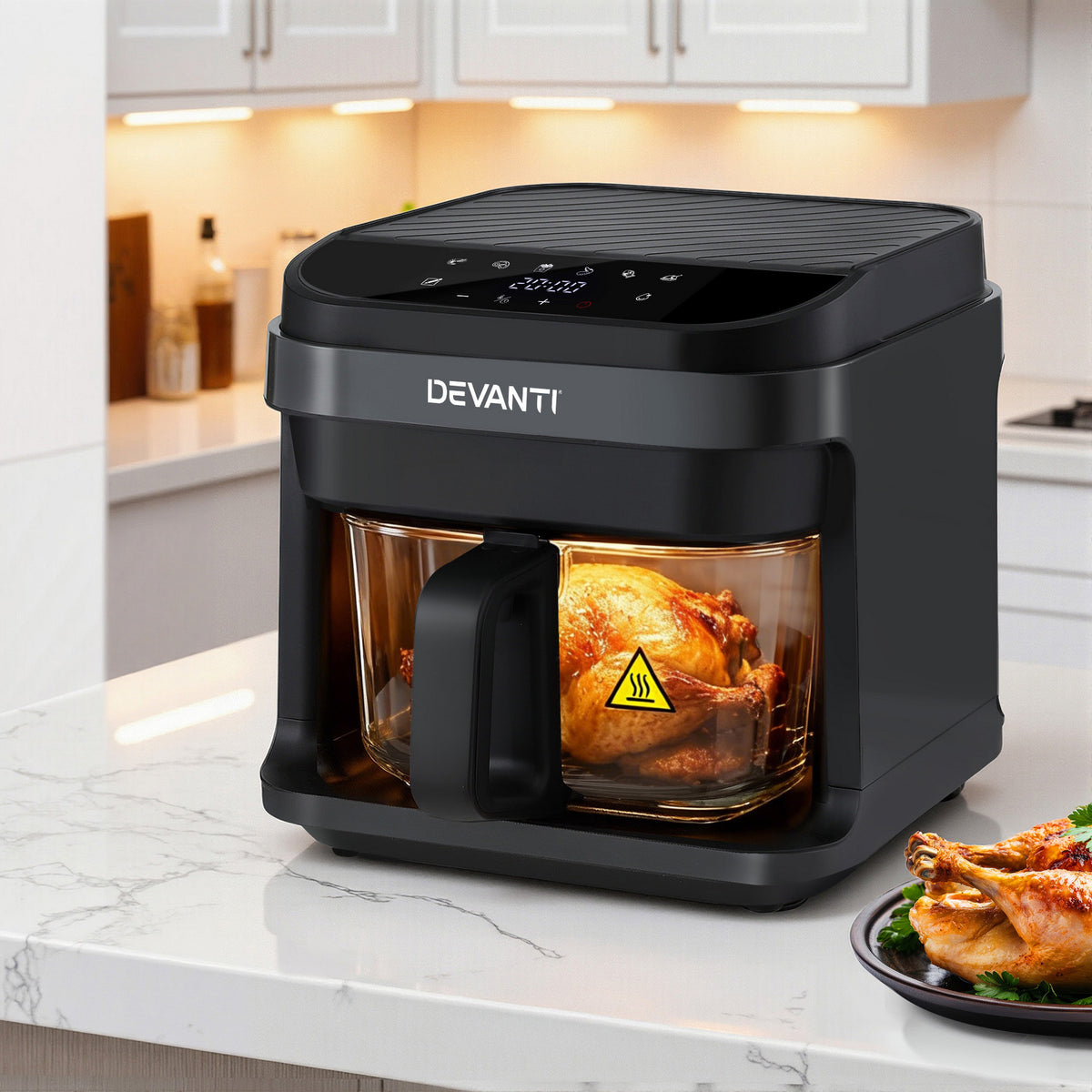 Devanti Air Fryer 5.5L Touch Control Electric Cooker 1200W Black
