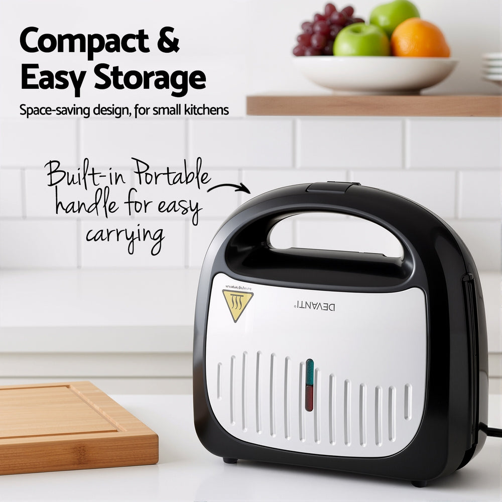 Devanti 3-in-1 Sandwich Press Waffle Maker Panini Press Grill 850W