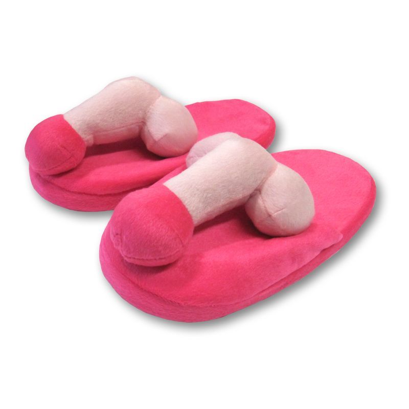 Novelty Pecker Slippers Pink One Size