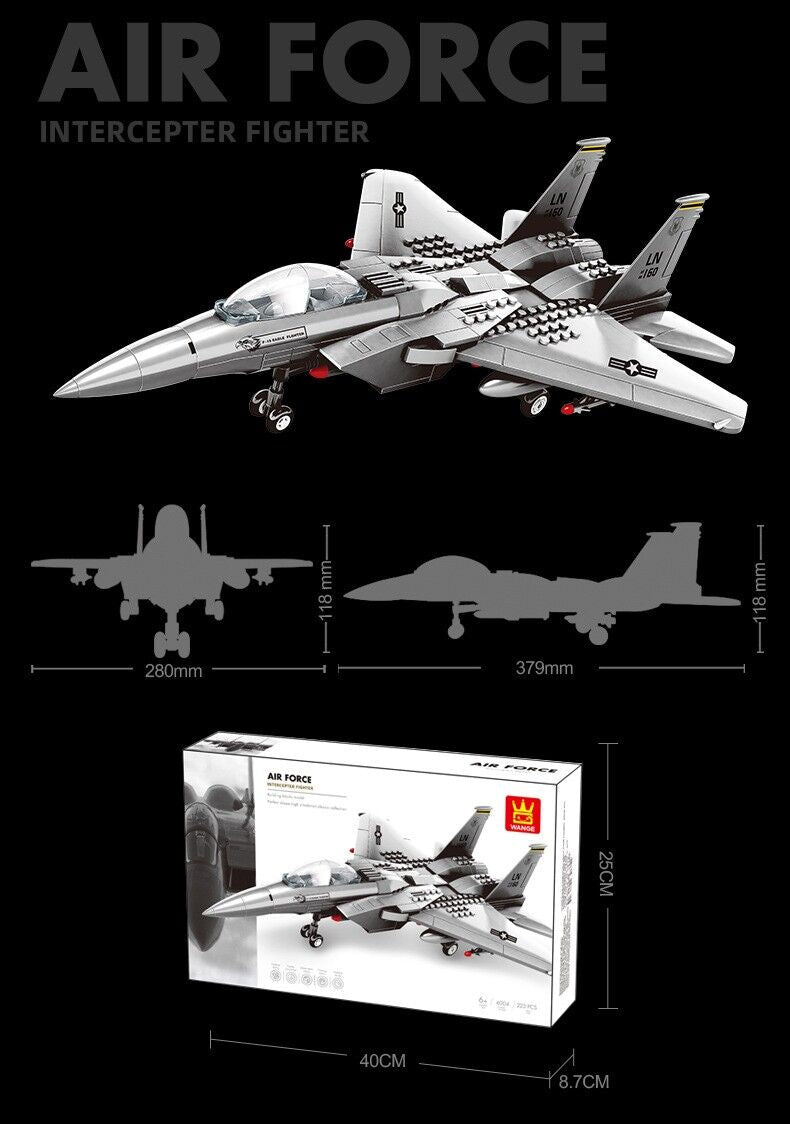 Christmas gift F-15 Eagle Fighter Jet Building Blocks Set, 223 Pieces Military Aircraft Model Kit for Kids & Enthusiasts(F15 fighter)