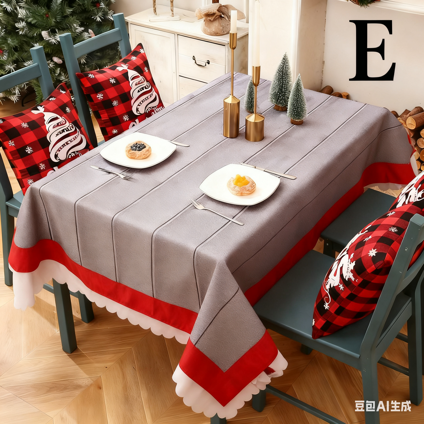 Christmas gift Christmas Tablecloth - Festive 180x150cm Table Cover for Holiday Dining & Home Decor(F)