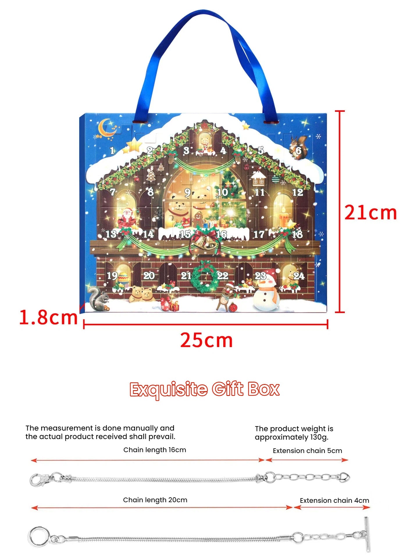 Christmas DIY Jewelry & Craft Advent Calendar(M-11,25*21*1.8)