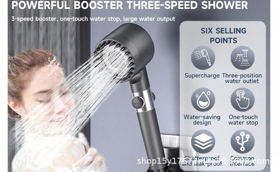 Handheld Shower Head with Brush Massage - High Pressure Filtered Showerhead with Switch for Bathroom - Brush Booster Shower Head