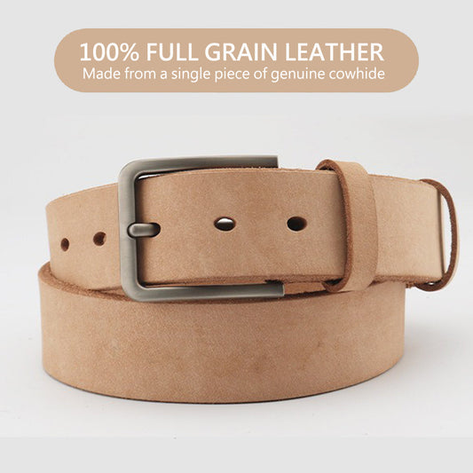 Men's Genuine Leather Belt Full Grain Cowhide Belt with Detachable Buckle (120cm)