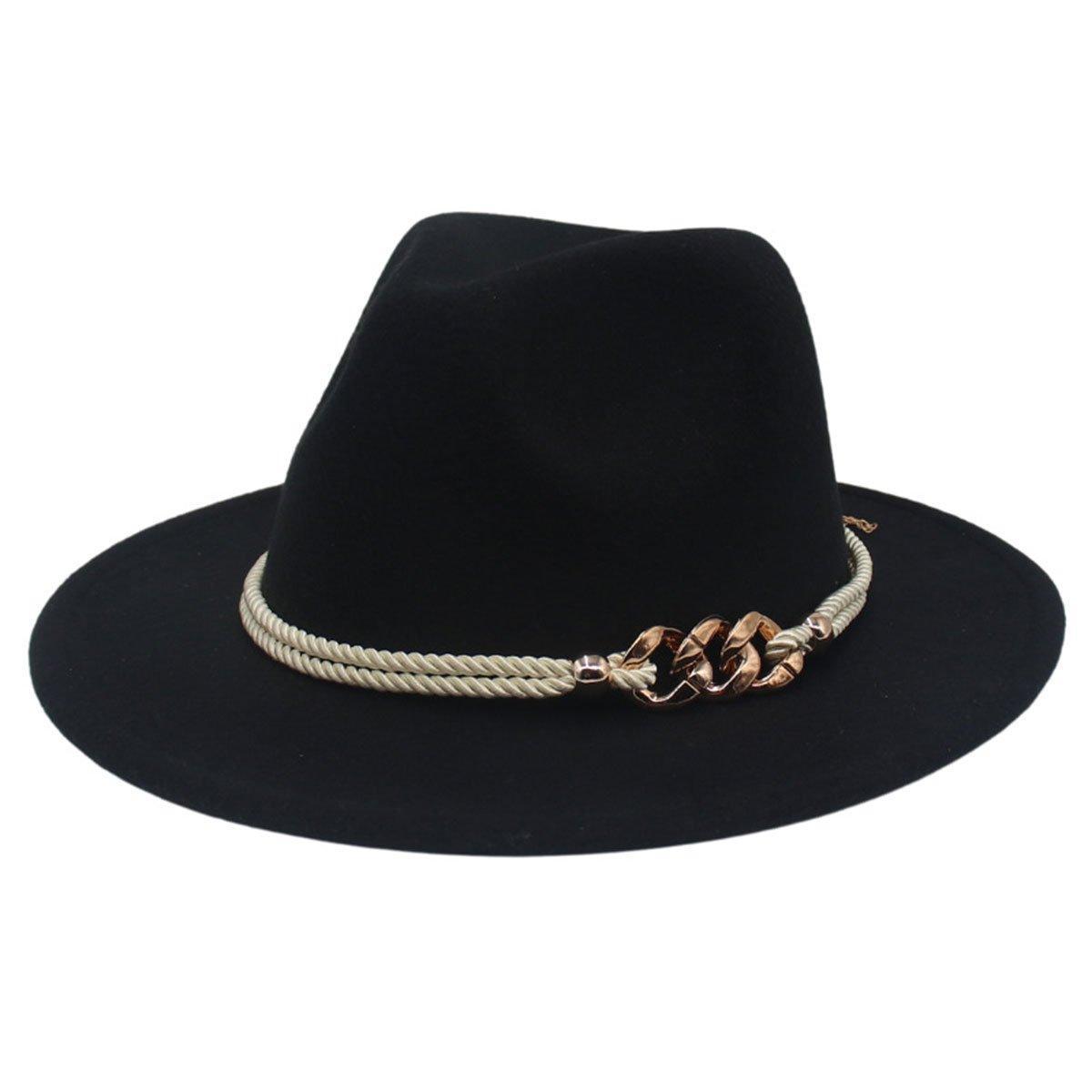 Jazz Hat Autumn Winter Retro Large Brim Hat for Men and Women Stylish Headwear - White