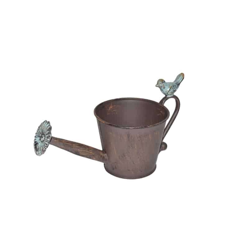 Watering Can Shape Potplanter w Blue Flower 28cm