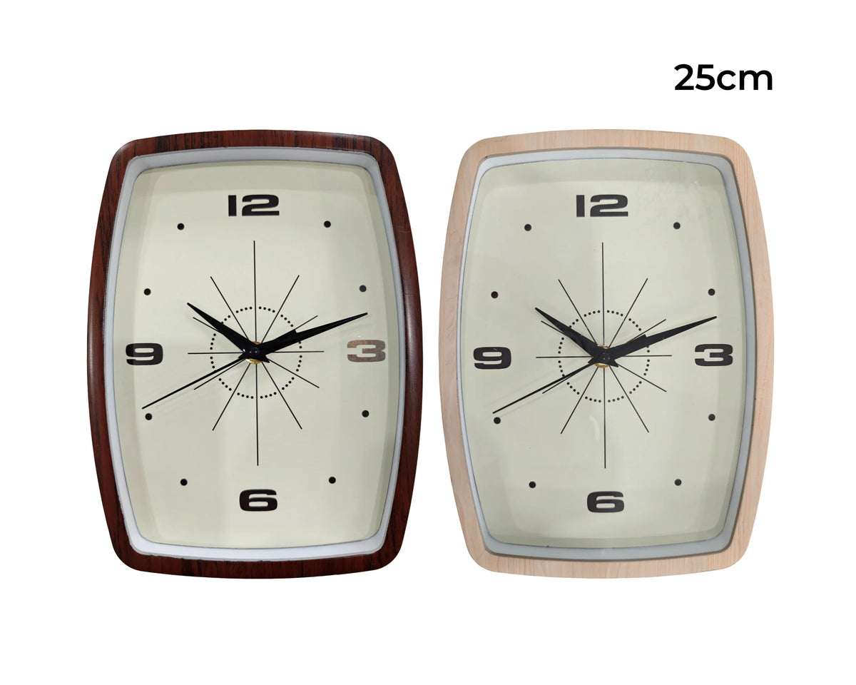 Bulk 12 Plastic Rounded Rectangle Wall Clock 2 Asst