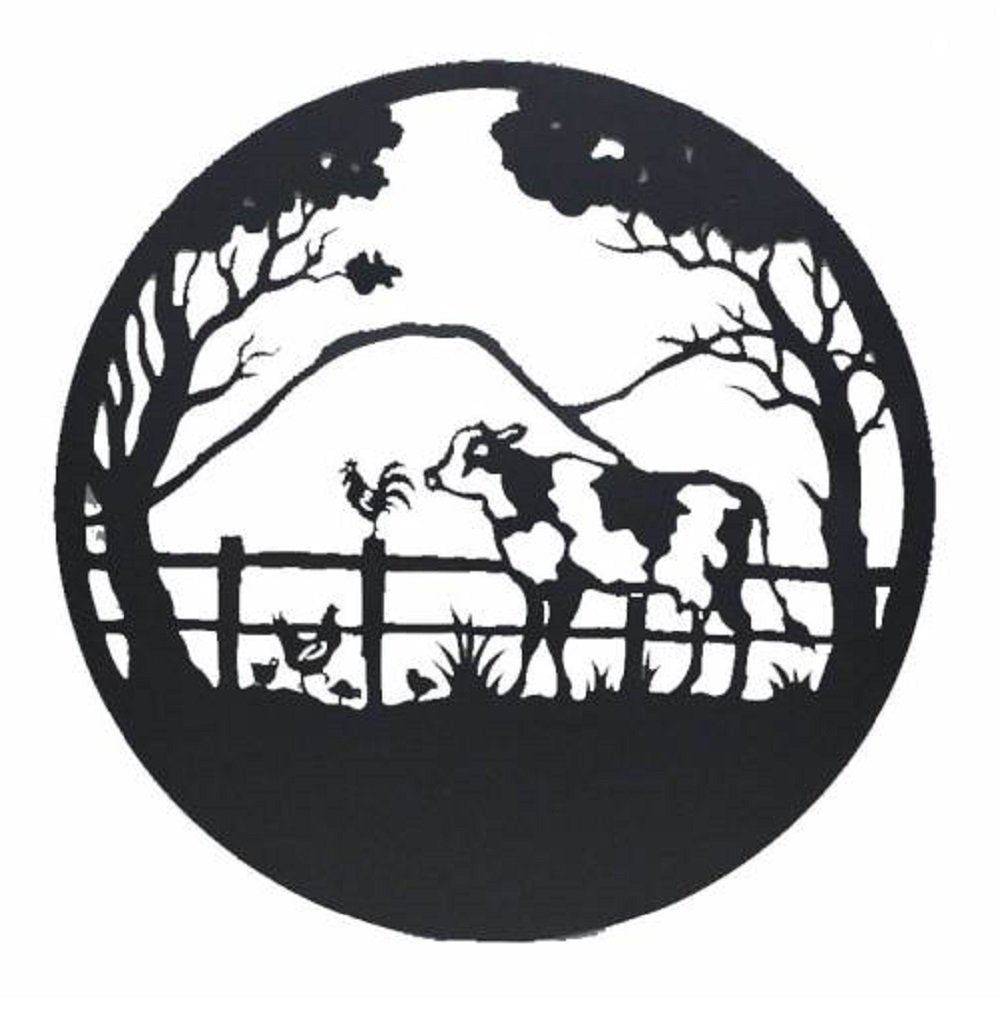 Cow Round Metal Wall Art 98cm