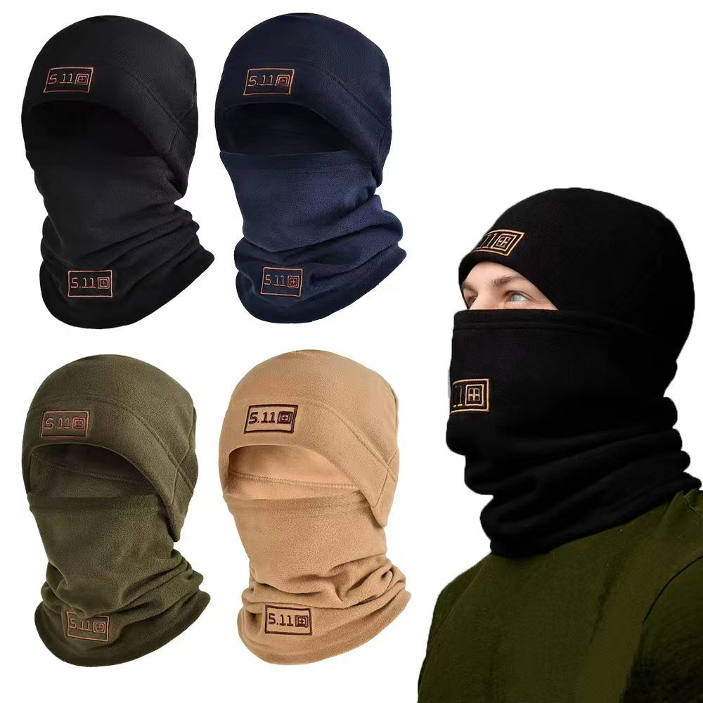 Black Outdoor Thermal Fleece Balaclava - Windproof Cycling Hat & Neck Warmer for Winter Sports - Thickened Cold Weather Face Mask Hood