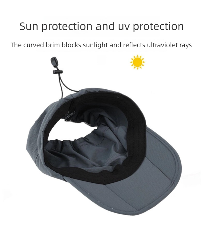 Black Foldable Packable Visor Cap for Women, Quick Dry Outdoor Running Sport Sun Protection Hat