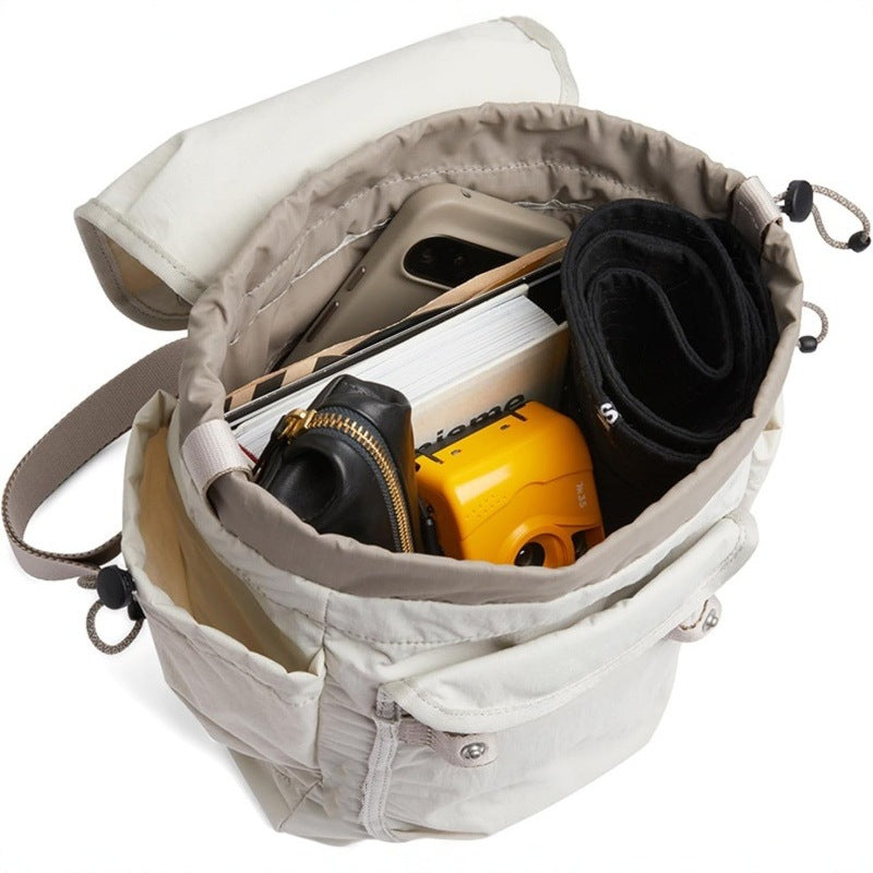 White Chic & Compact Mini Backpack - Everyday Essential with Water Bottle Pocket (32x34.01x11 cm)