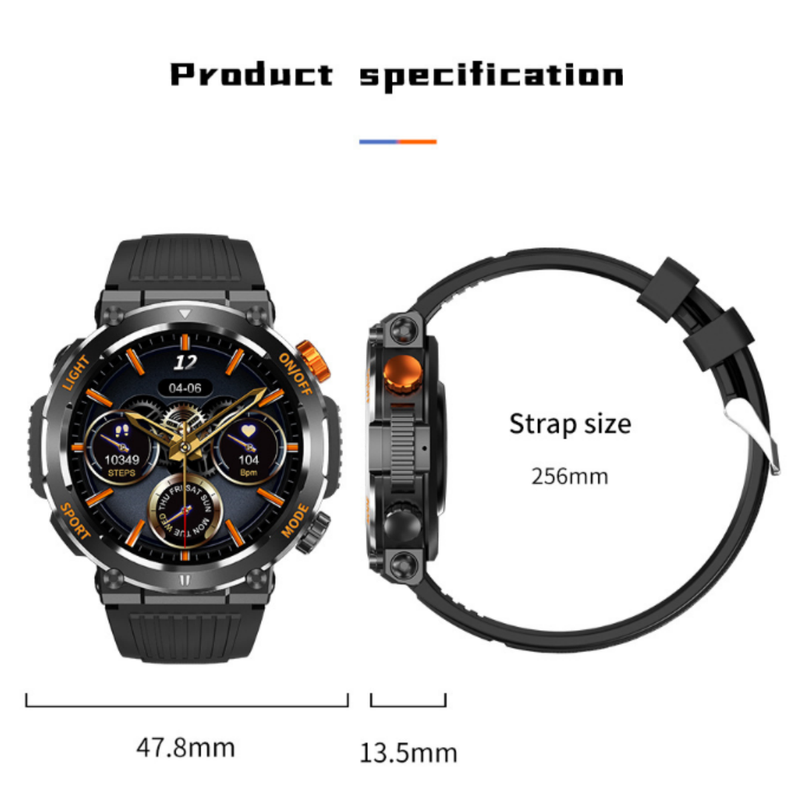 HT17 Blue Outdoor Rugged Sports Smartwatch with Bluetooth Calling - 7-Day Battery, IP68 Waterproof, Multi-Health Monitor & Fitness Tracking