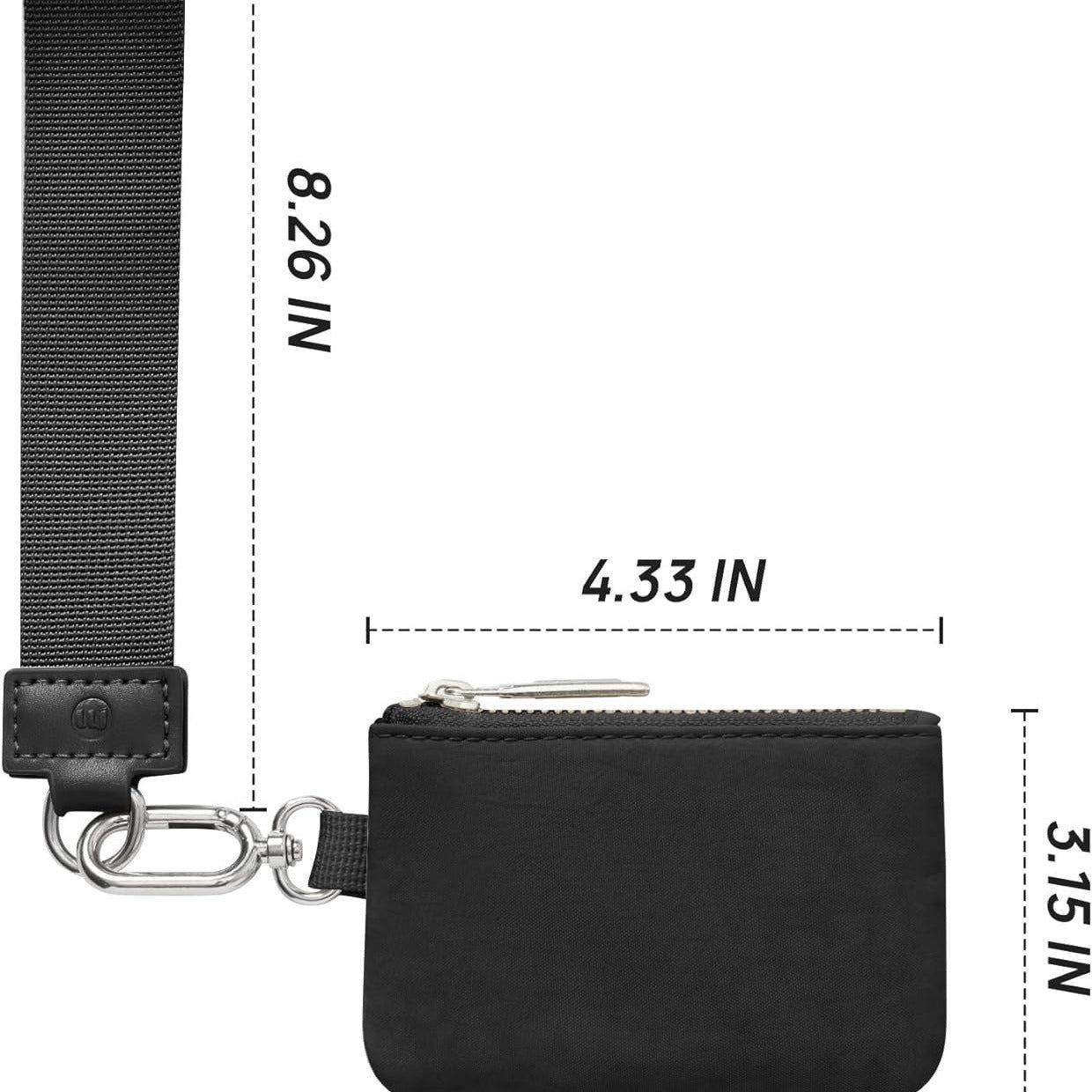 Black Women's Ultralight Fashion Nylon Wristlet Pouch Set - Portable Mini Coin Purse & Key Holder Wallet