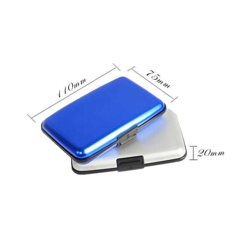 3-Pcs Blue Slim Aluminium Credit Card Holder RFID Blocking Wallet Hard Shell Case Business Card Organiser Lightweight Pocket Size for Everyday Use