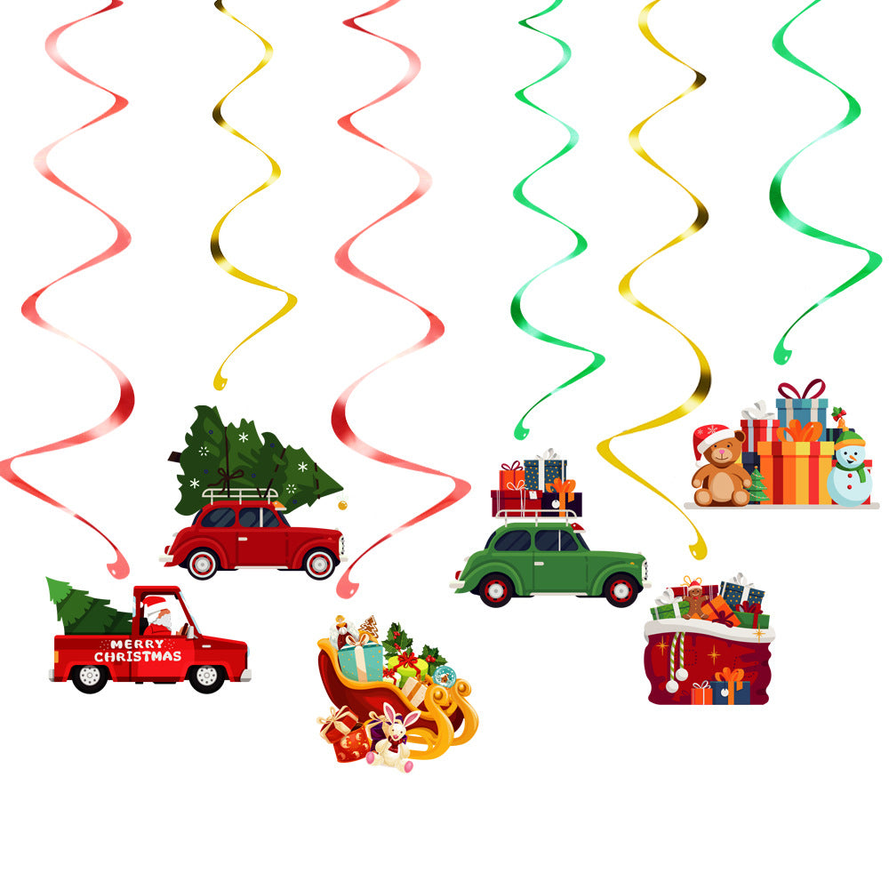 10 PCS Festive Christmas Car & Sleigh Hanging Swirl Decorations - Single 18x15cm for Australian Homes