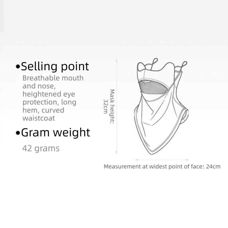 White Breathable Cycling Face Shield & Neck Gaiter - UV Protection Sun Mask with Mesh Nose Vent for Summer Sports
