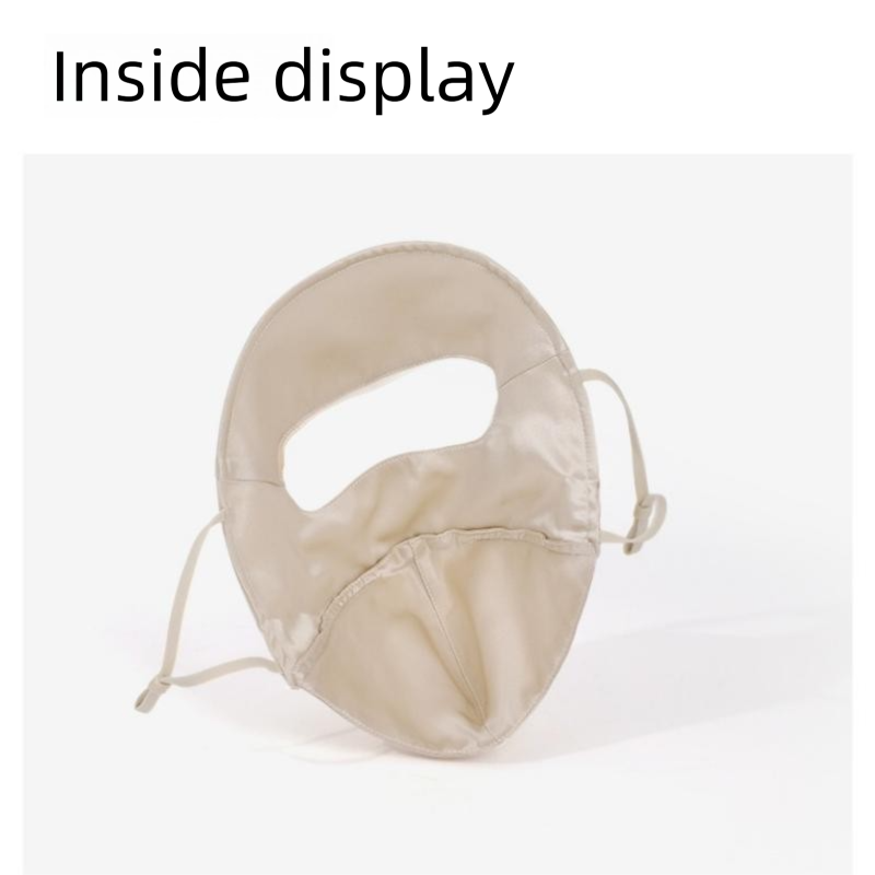 Beige Luxurious Mulberry Silk Sun Protection Face Mask - Full Coverage Cooling Shield with Soft Wire Support