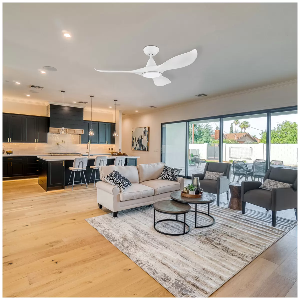 EGLO Noosa DC Fan 18W Tri-Colour Led Light White 116cm 204801 Free Shipping