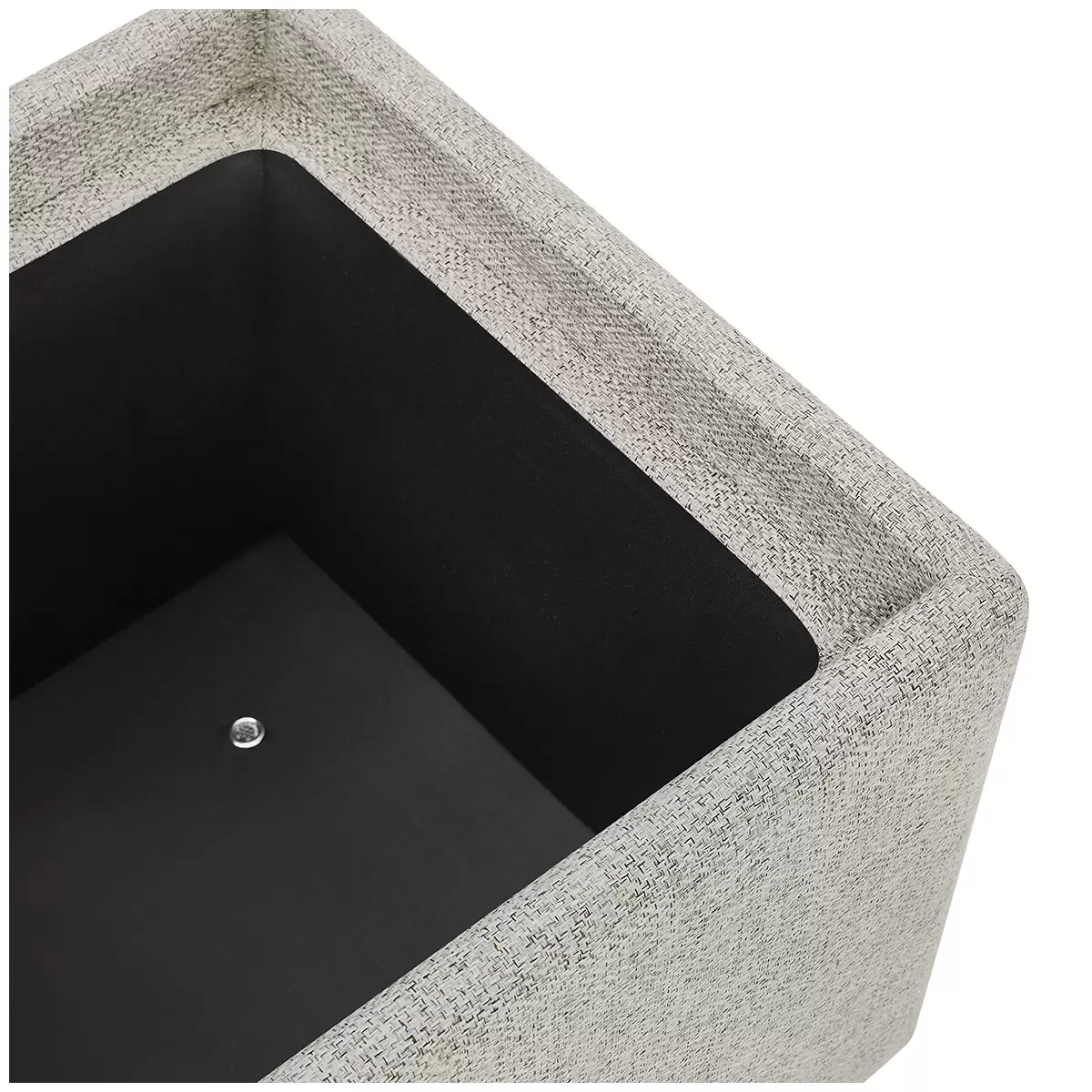 Thomasville Fabric Storage Ottoman Grey Footstool Wooden Tray Hidden Storage