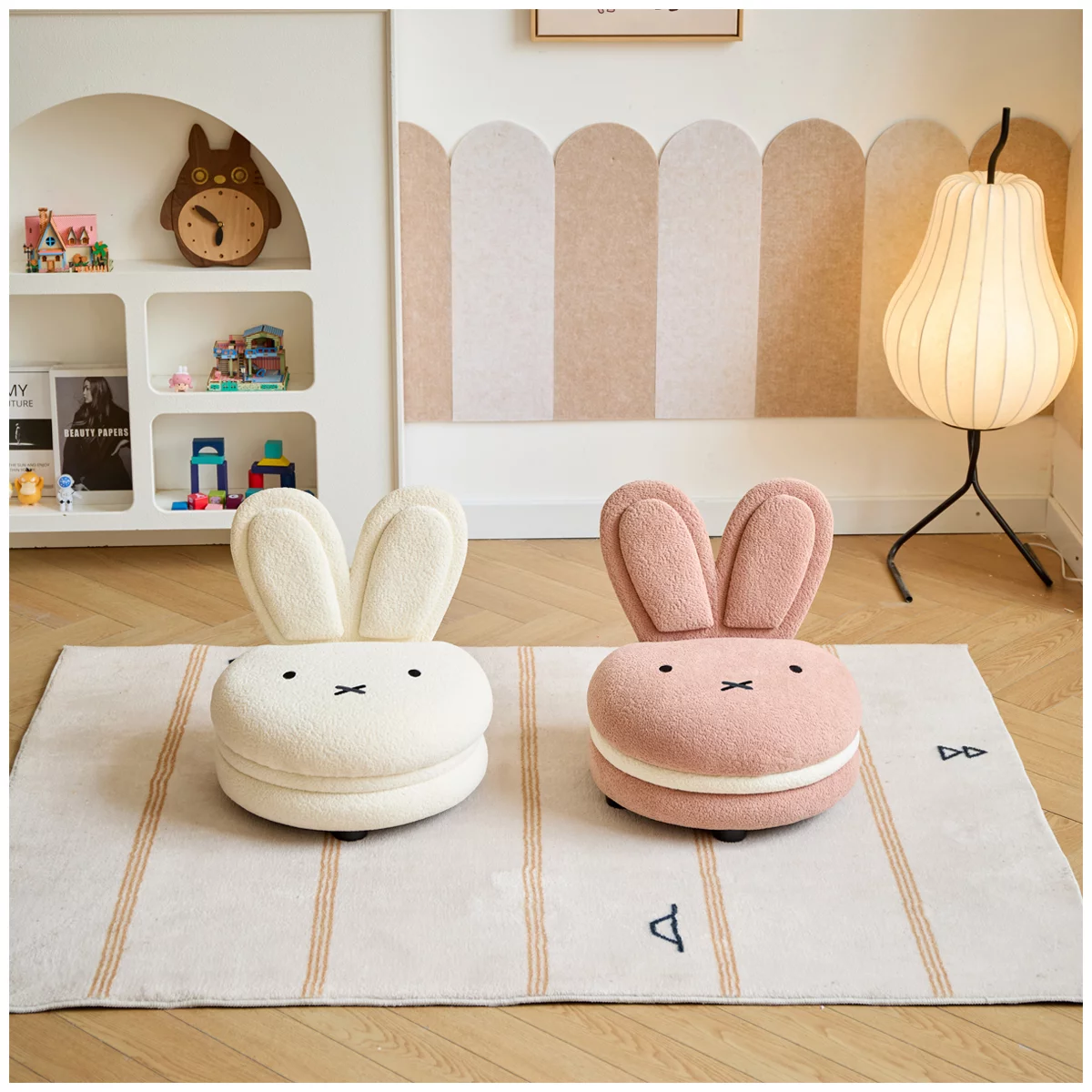 Aesthetik Kids Miffy Macaron Chair Pink Bouclé Kids Accent Chair Bunny Seat