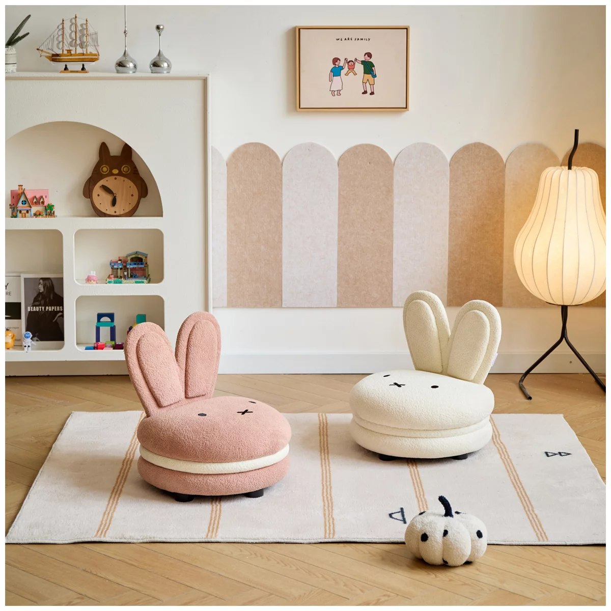 Aesthetik Kids Miffy Macaron Chair White Bouclé Kids Accent Chair Bunny Seat