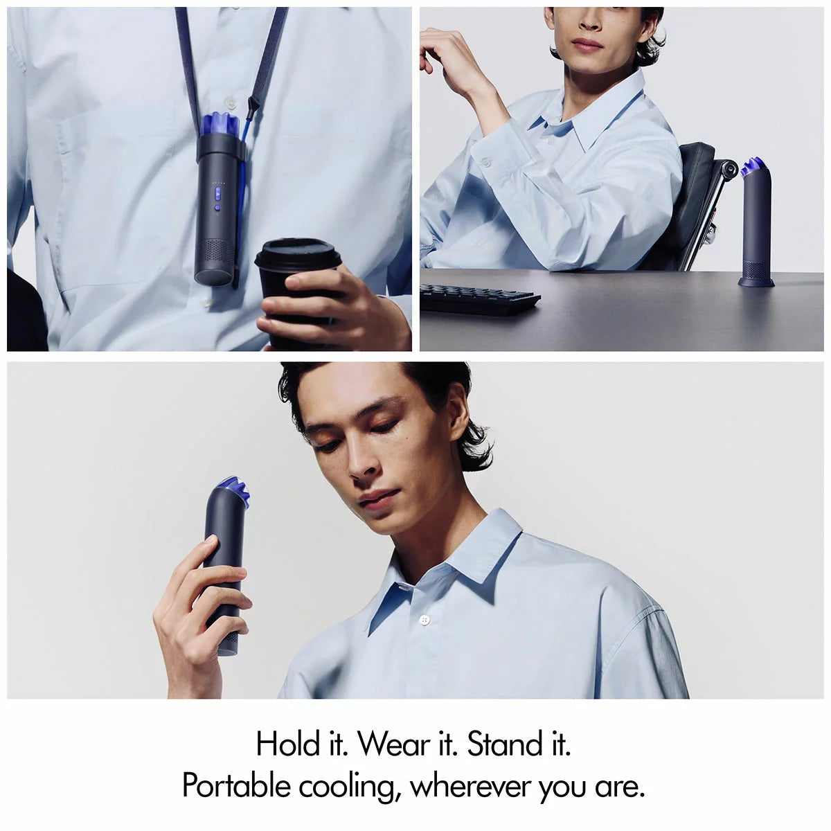 Dyson Portable HushJet Mini Cool Fan Ink/Cobalt 641006-01 Bladeless 6hr Battery