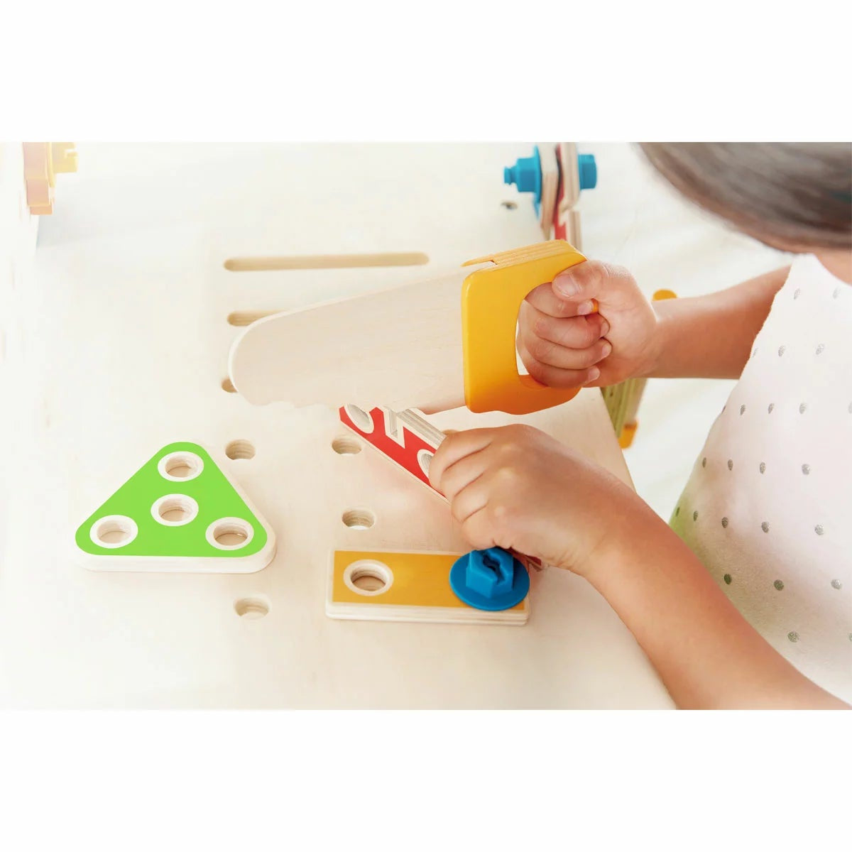 Hape Wooden Kids Workbench 35pc Tool Set Hammer Saw Screwdriver 3+ Years