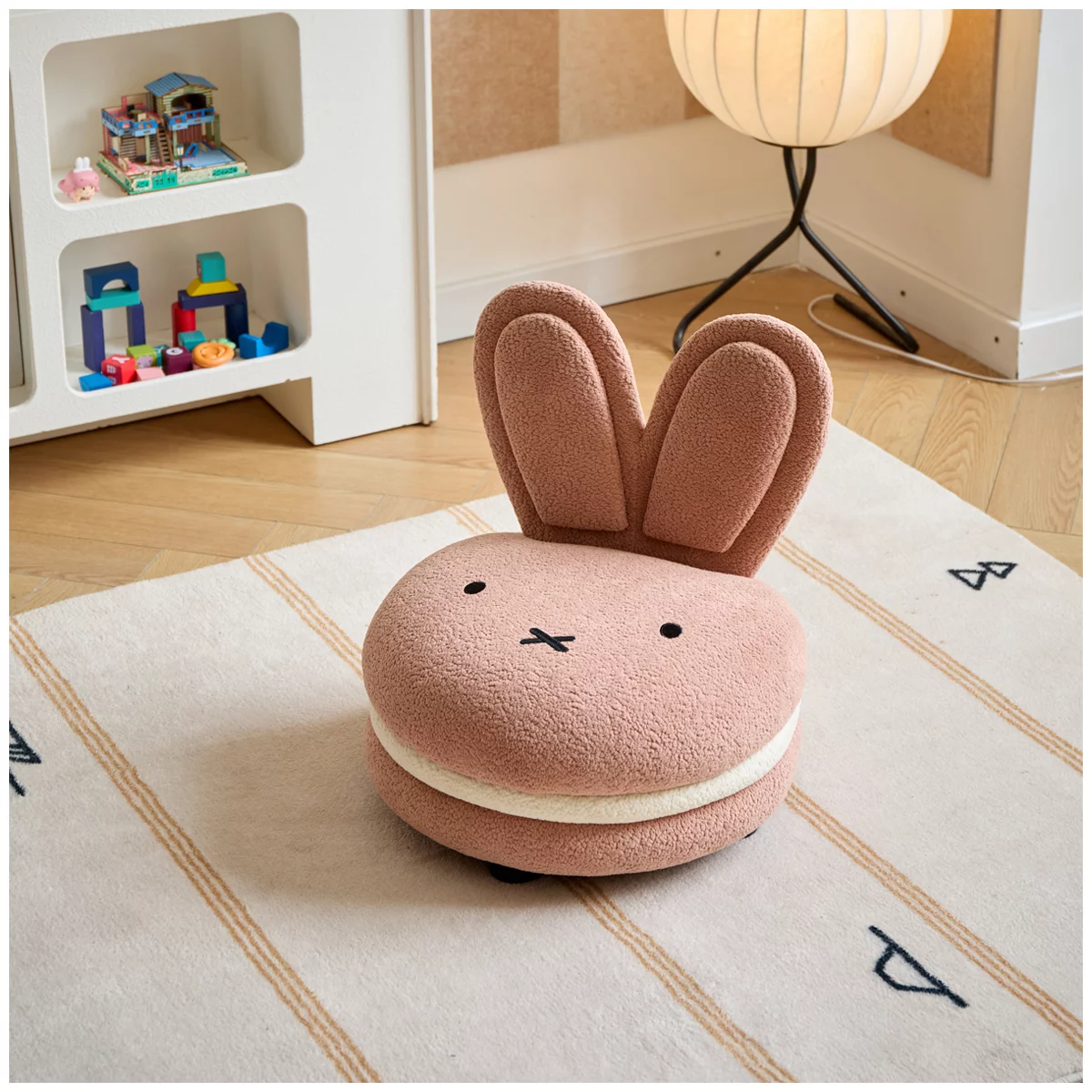 Aesthetik Kids Miffy Macaron Chair Pink Bouclé Kids Accent Chair Bunny Seat