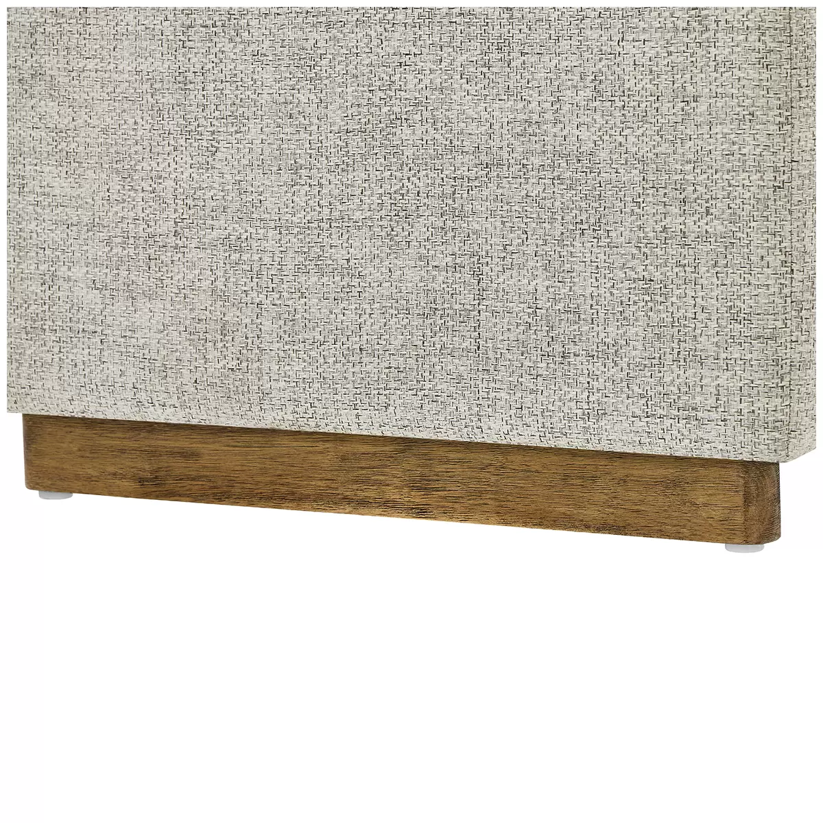 Thomasville Fabric Storage Ottoman Grey Footstool Wooden Tray Hidden Storage