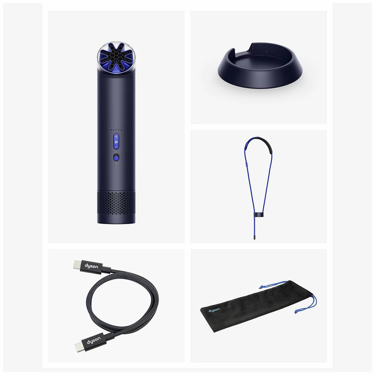 Dyson Portable HushJet Mini Cool Fan Ink/Cobalt 641006-01 Bladeless 6hr Battery
